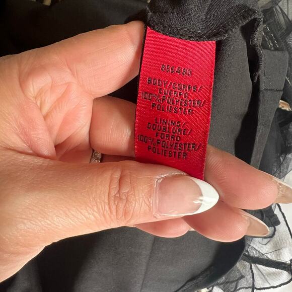 JS Collection Womens Stripped Ribbon Trim Fit & Flare Tulle Dress Black 12 - Picture 7 of 8